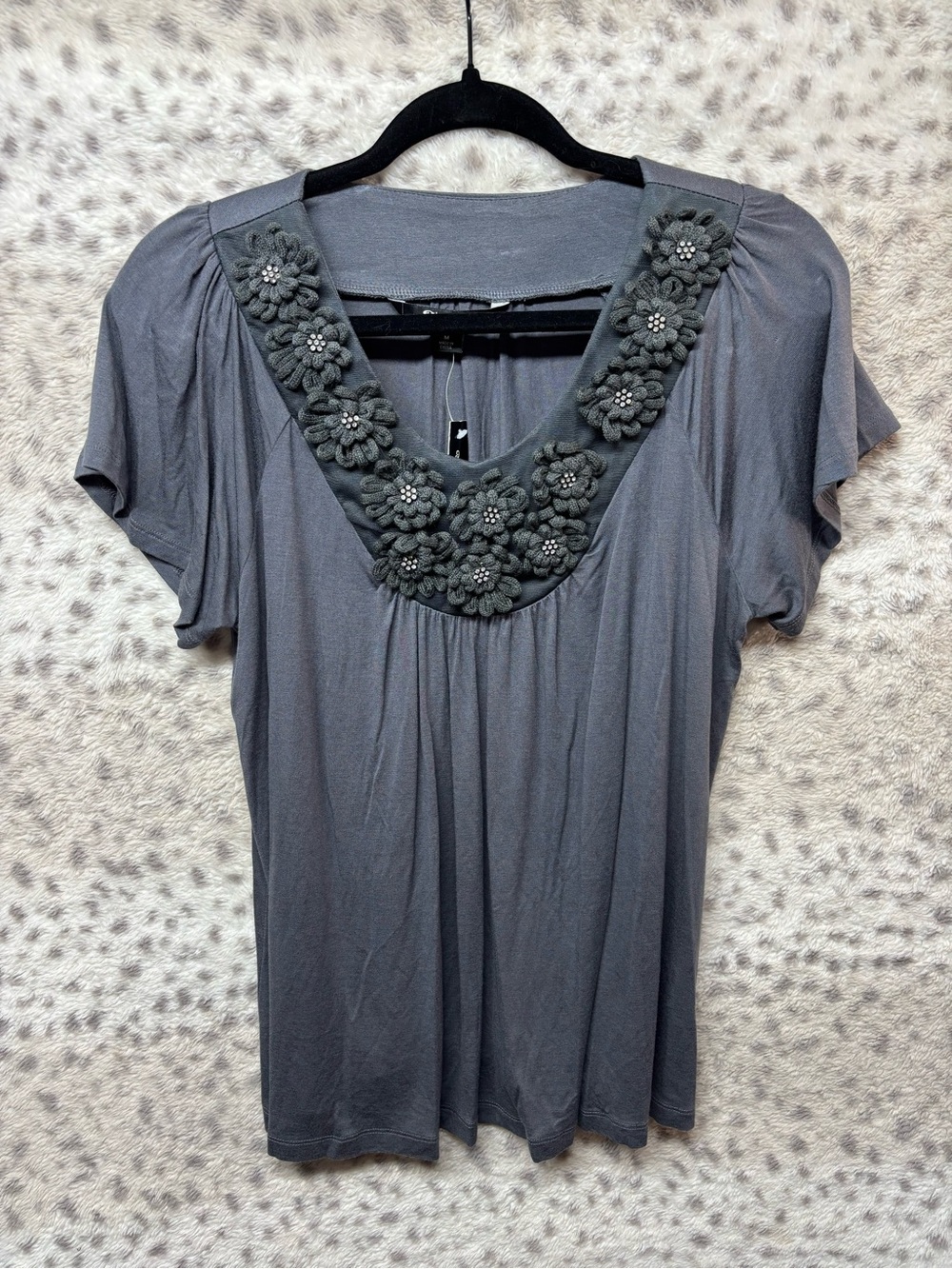 VINTAGE SHARAGANO STUDIO FLORAL NECK TOP